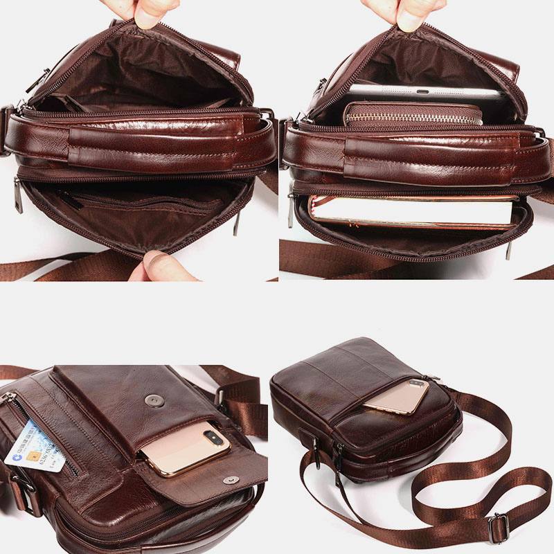 Miesten Vintage Aitoa Nahkaa Oleva Crossbody Laukku Olkalaukku Business Laukku