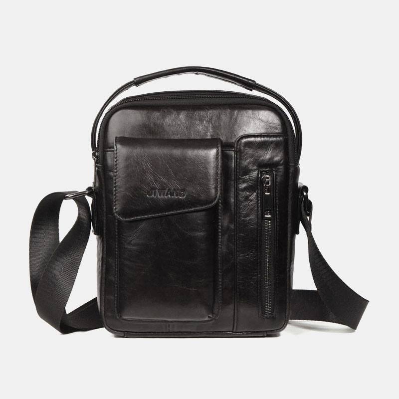 Miesten Vintage Aitoa Nahkaa Oleva Crossbody Laukku Olkalaukku Business Laukku