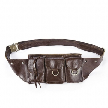 Miesten Vintage Aitoa Nahkaa Oleva Vyötärölaukku Kestävä Retro-crossbody-laukku