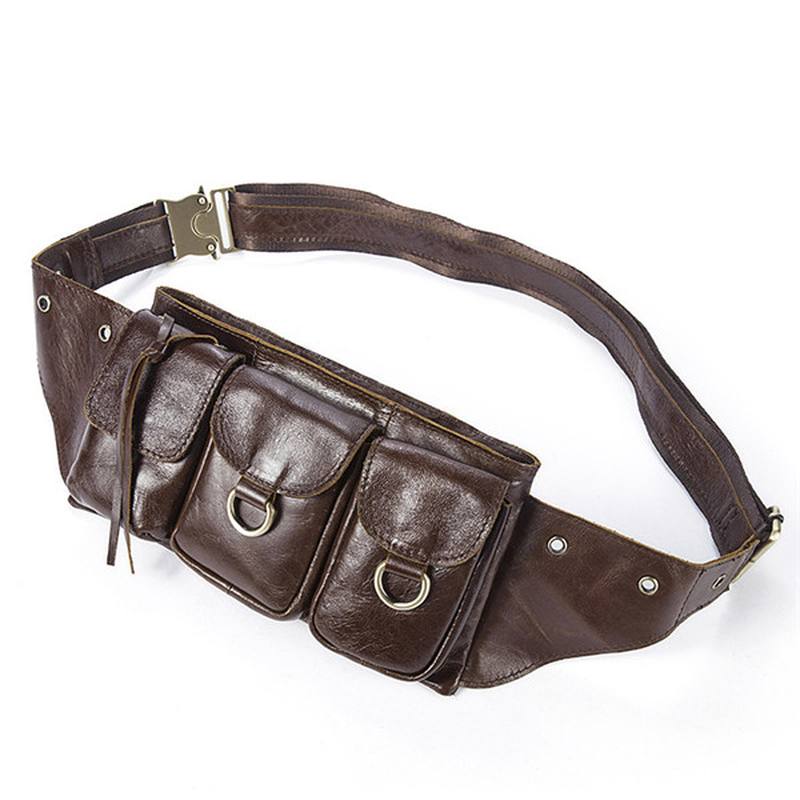 Miesten Vintage Aitoa Nahkaa Oleva Vyötärölaukku Kestävä Retro-crossbody-laukku