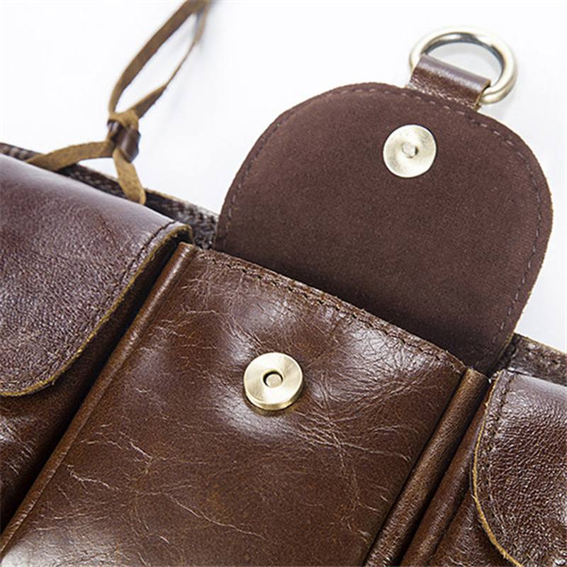 Miesten Vintage Aitoa Nahkaa Oleva Vyötärölaukku Kestävä Retro-crossbody-laukku