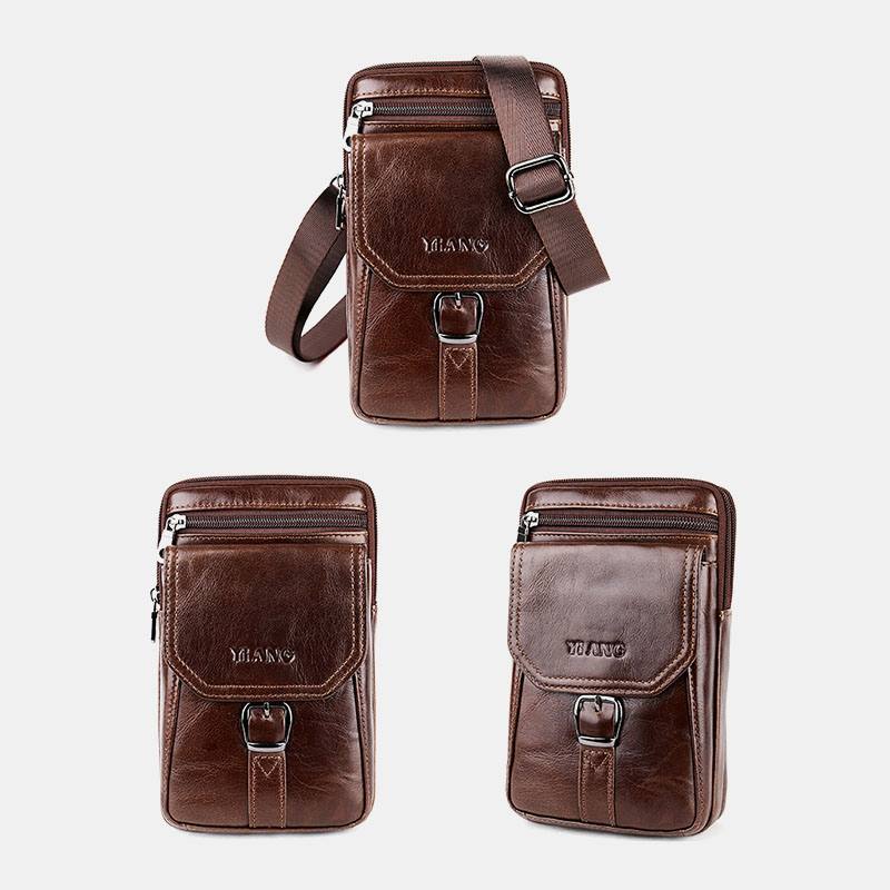 Miesten Vintage Olkalaukku Crossbody Bag Vyötärölaukku Puhelinlaukku