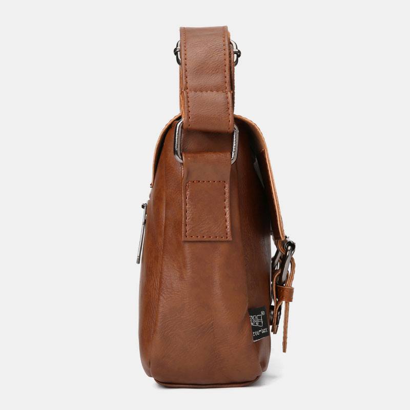 Miesten Vintage Vedenpitävä Monitaskuinen Keinonahkainen Crossbody Laukku Olkalaukku