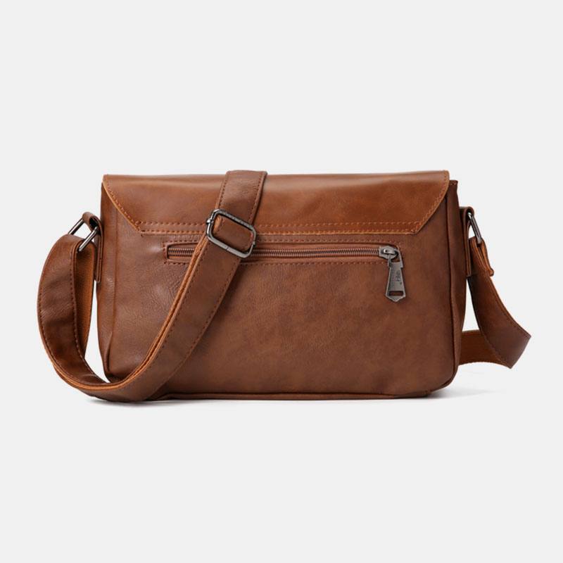 Miesten Vintage Vedenpitävä Monitaskuinen Keinonahkainen Crossbody Laukku Olkalaukku