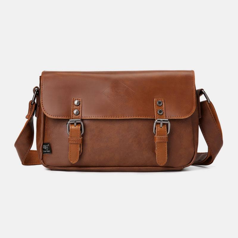 Miesten Vintage Vedenpitävä Monitaskuinen Keinonahkainen Crossbody Laukku Olkalaukku