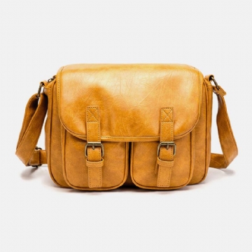 Miesten Vintage Vedenpitävä Multi-pockets Flap-over Keinonahkainen Crossbody Laukku