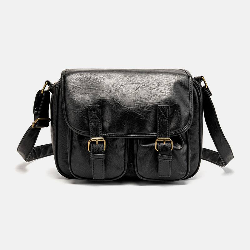 Miesten Vintage Vedenpitävä Multi-pockets Flap-over Keinonahkainen Crossbody Laukku