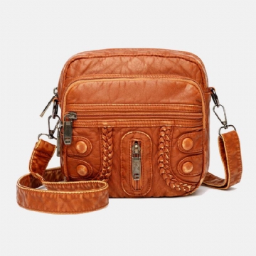 Naiset Pesty Pu-nahka Suuri Kapasiteetti Retro 6.3 Tuuman Puhelinlaukku Pehmeä Crossbody Laukut Olkalaukku