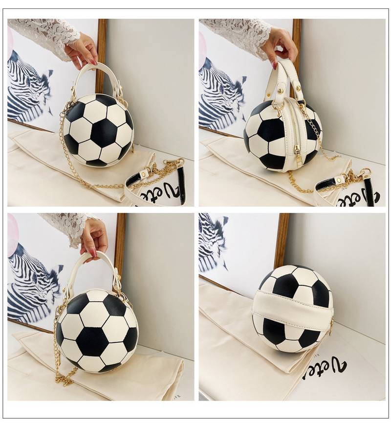 Naisten Ainutlaatuinen Muotoilu Koripallo Football Look Mini Pyöreä Laukku Hangbag Muoti Säädettävä Olkalaukku Cross Body Bag