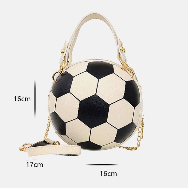 Naisten Ainutlaatuinen Muotoilu Koripallo Football Look Mini Pyöreä Laukku Hangbag Muoti Säädettävä Olkalaukku Cross Body Bag