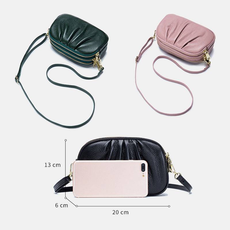 Naisten Aitoa Nahkaa 3 Vetoketjullinen Tasku Taittuva Crossbody-laukku