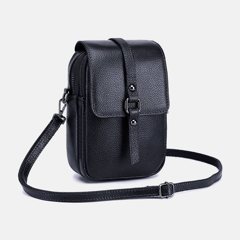 Naisten Aitoa Nahkaa Rento Retro Multi-layers Kuulokeaukko 6.5 Tuuman Puhelinlaukku Crossbody Bag