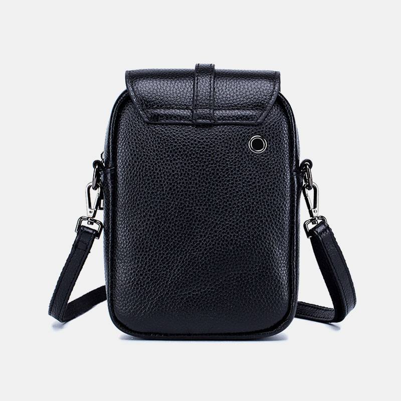 Naisten Aitoa Nahkaa Rento Retro Multi-layers Kuulokeaukko 6.5 Tuuman Puhelinlaukku Crossbody Bag