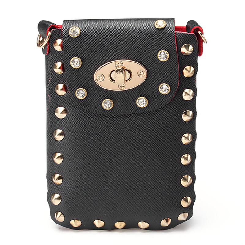 Naisten Chain Rivet Olkalaukut Lukko 6.5 Tuuman Puhelinlaukut Case Crossbody Laukut