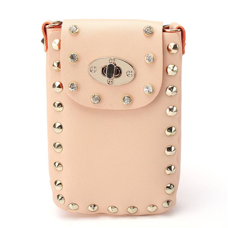 Naisten Chain Rivet Olkalaukut Lukko 6.5 Tuuman Puhelinlaukut Case Crossbody Laukut