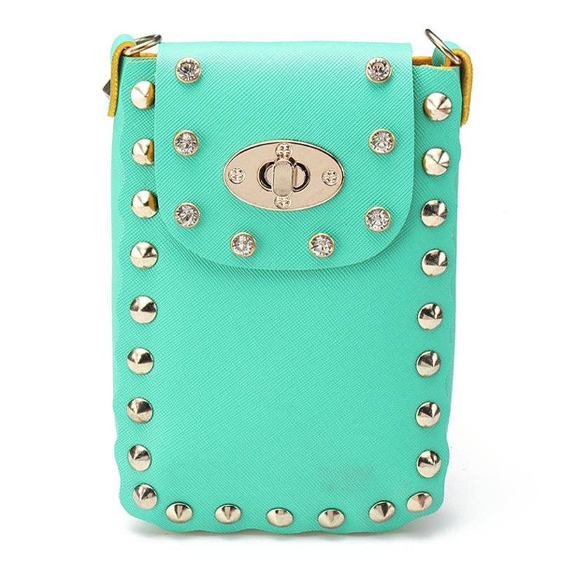 Naisten Chain Rivet Olkalaukut Lukko 6.5 Tuuman Puhelinlaukut Case Crossbody Laukut