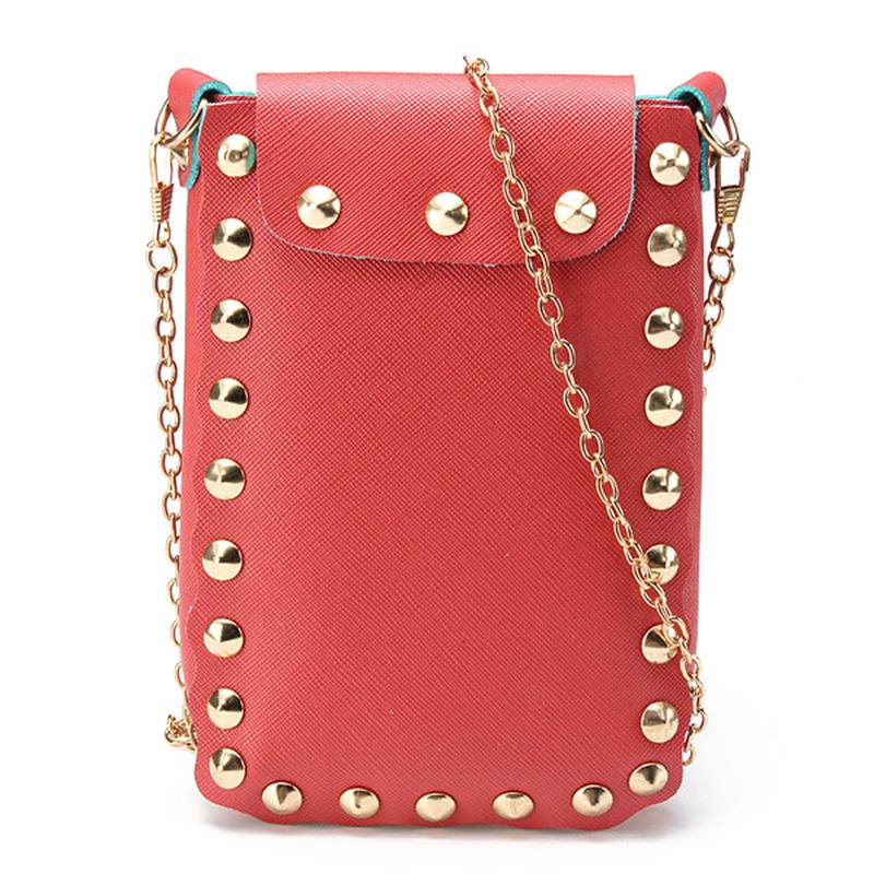 Naisten Chain Rivet Olkalaukut Lukko 6.5 Tuuman Puhelinlaukut Case Crossbody Laukut