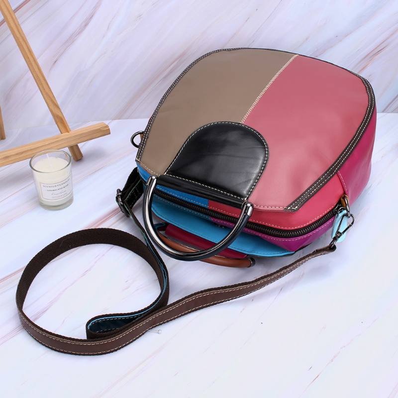 Naisten Circle Aitoa Nahkaa Oleva Laukku Patchwork Crossbody Bag Käsilaukku Olkalaukku