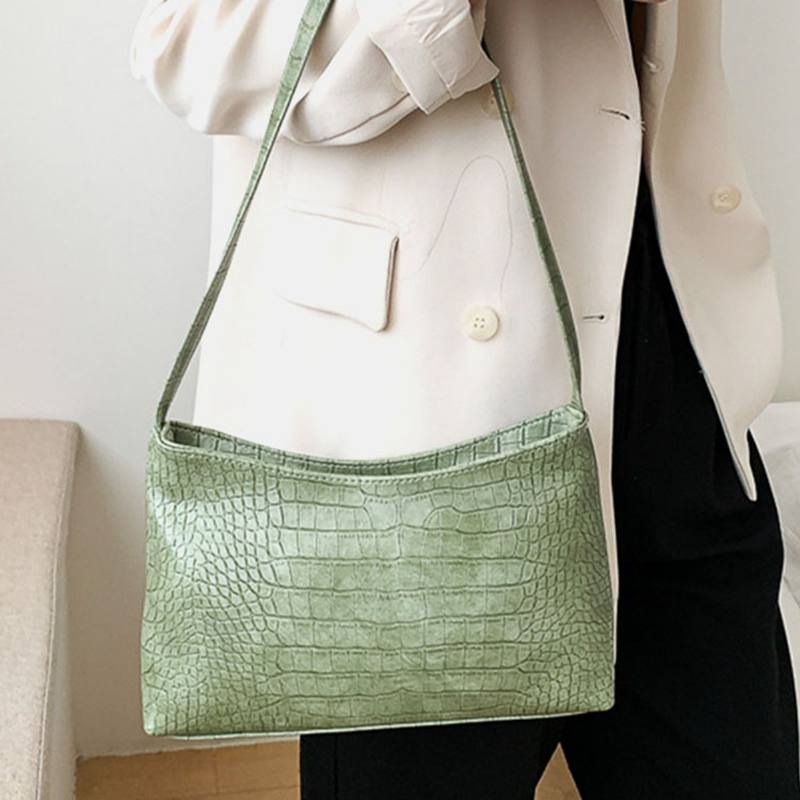 Naisten Crocodile Pattern Solid Satchel Olkalaukku