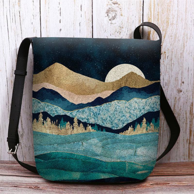 Naisten Huopa Mountain Treetop Landscape Painatus Bag Crossbody Bag Olkalaukku