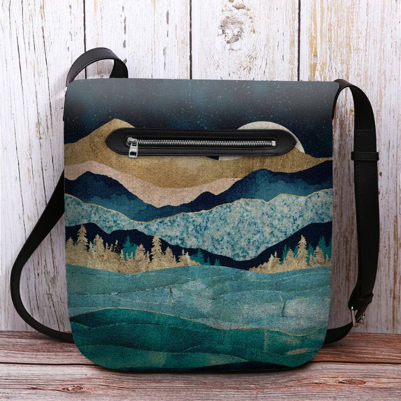 Naisten Huopa Mountain Treetop Landscape Painatus Bag Crossbody Bag Olkalaukku