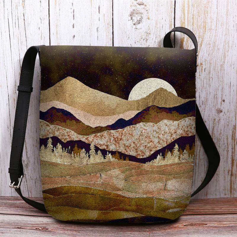 Naisten Huopa Mountain Treetop Landscape Painatus Bag Crossbody Bag Olkalaukku