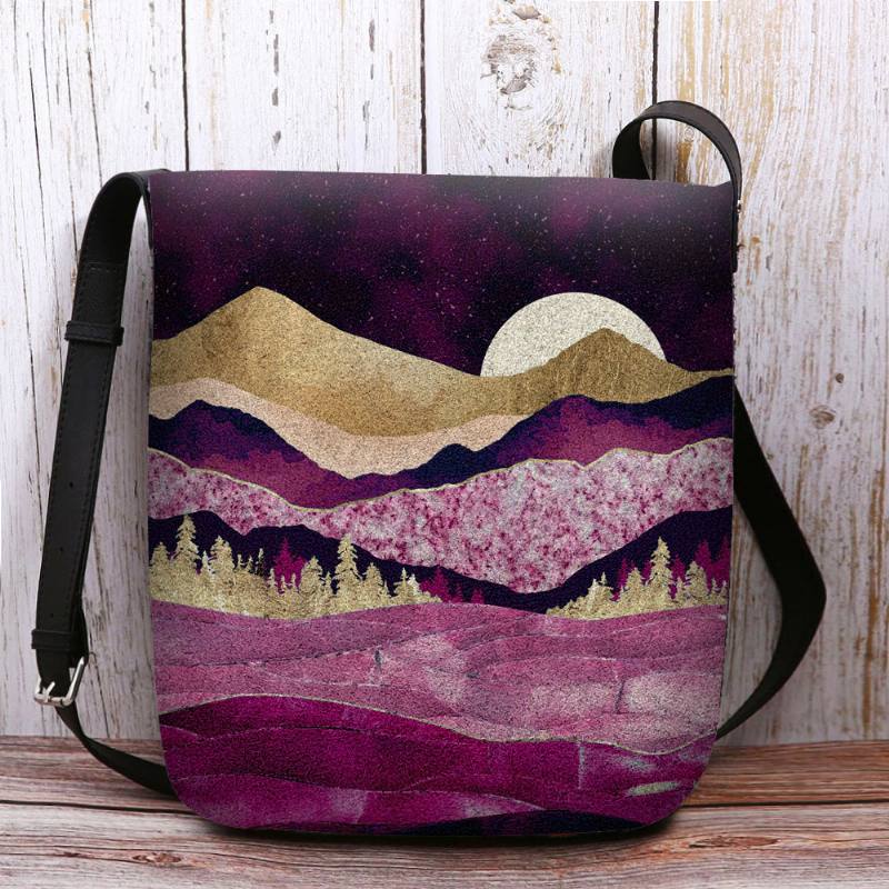 Naisten Huopa Mountain Treetop Landscape Painatus Bag Crossbody Bag Olkalaukku