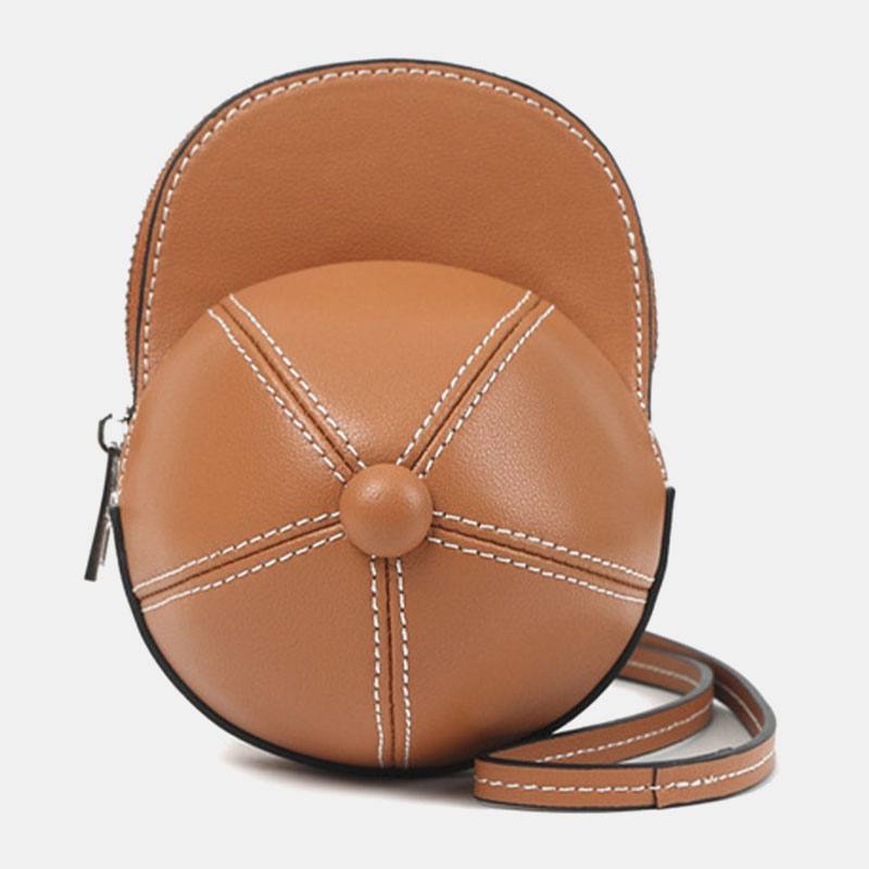 Naisten Keinonahkainen Baseball-hatun Muotoinen Causl Creative Olkalaukku Crossbody Laukku