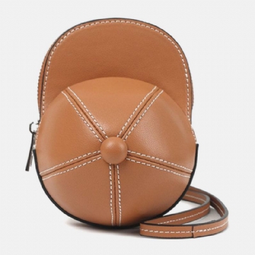 Naisten Keinonahkainen Baseball-hatun Muotoinen Causl Creative Olkalaukku Crossbody Laukku