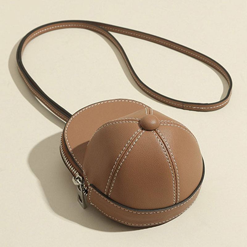 Naisten Keinonahkainen Baseball-hatun Muotoinen Causl Creative Olkalaukku Crossbody Laukku