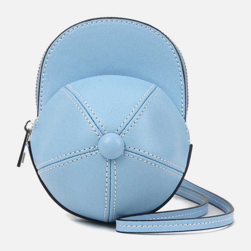 Naisten Keinonahkainen Baseball-hatun Muotoinen Causl Creative Olkalaukku Crossbody Laukku