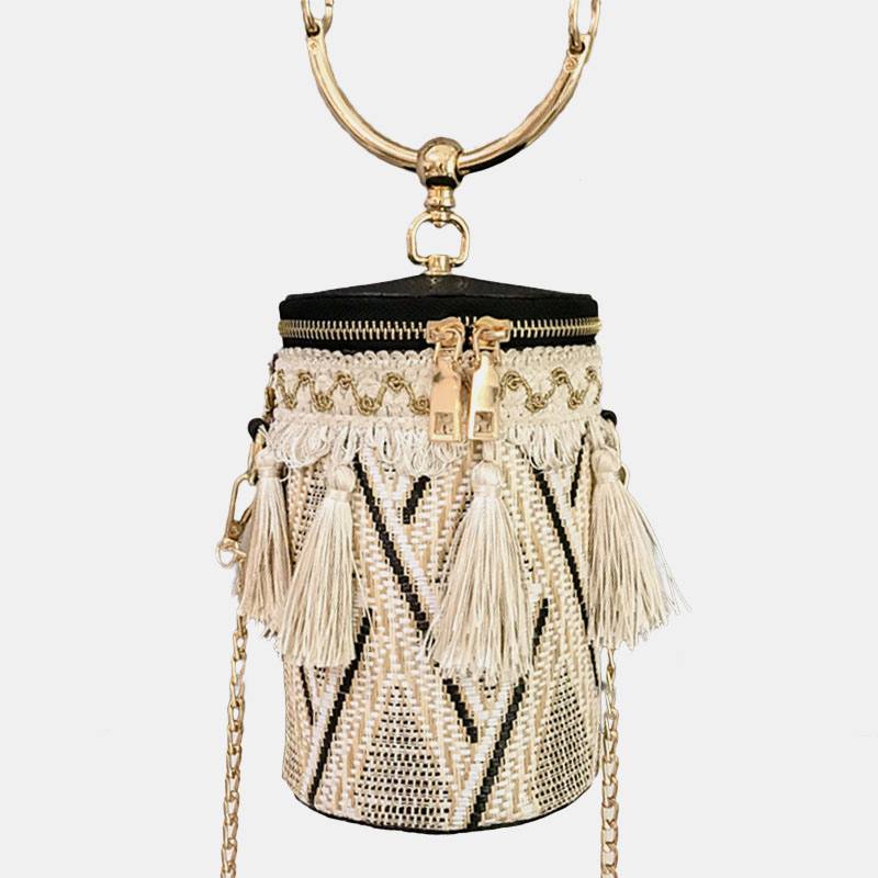 Naisten Kesäinen Tassel Cha Straw Käsilaukku Crossbody Bag Olkalaukku