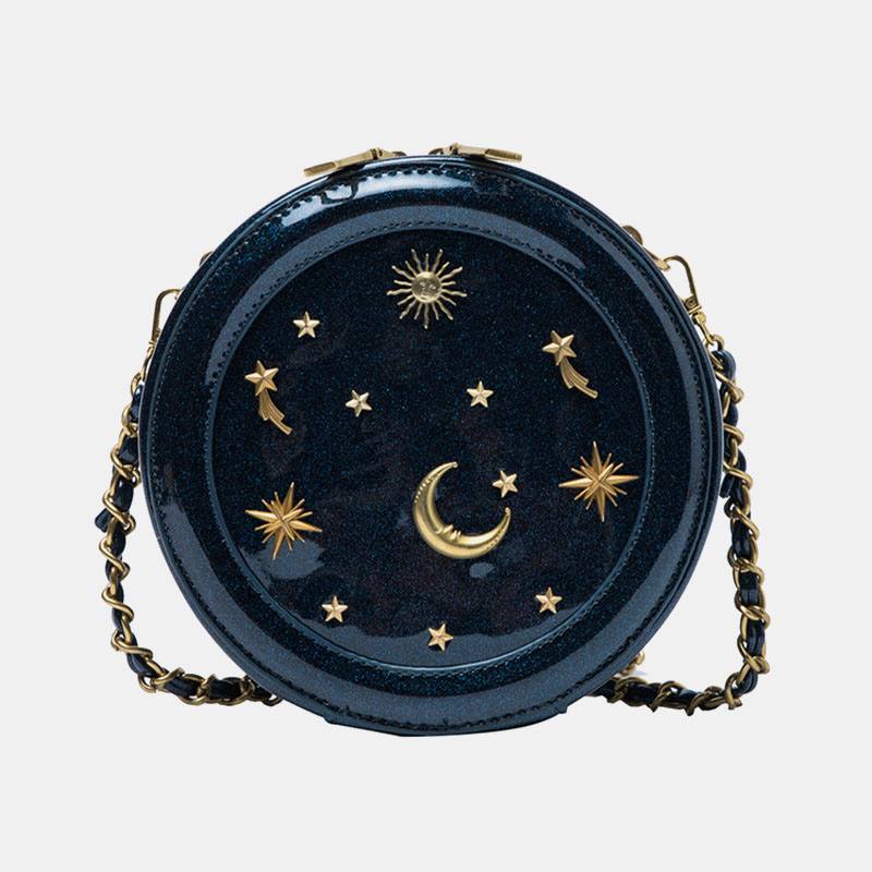 Naisten Pu Chain Galaxy Pyöreä Crossbody Laukku