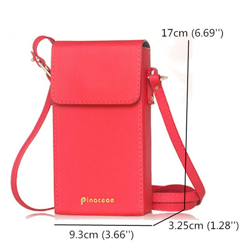 Naisten Pu Hasp Olkalaukut Mini Crossbody Laukut 6 Tuuman Puhelinkuori Iphone 6s Plus Samsung Huawei