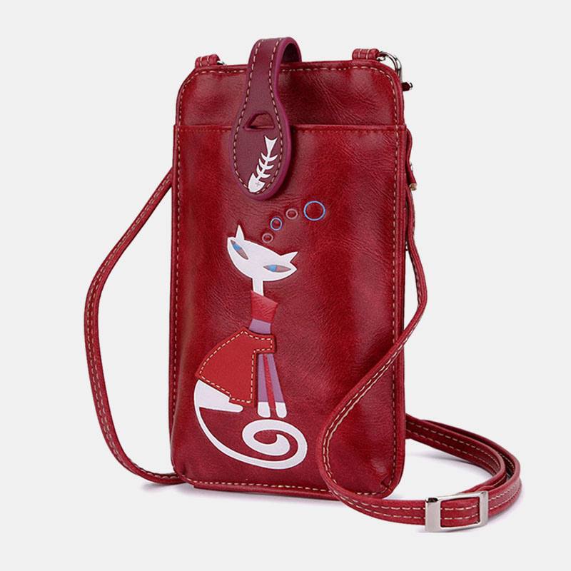 Naisten Rento Muoti Beauty Kissa Pattern Crossbody Laukku Olkalaukku Ulkokäyttöön