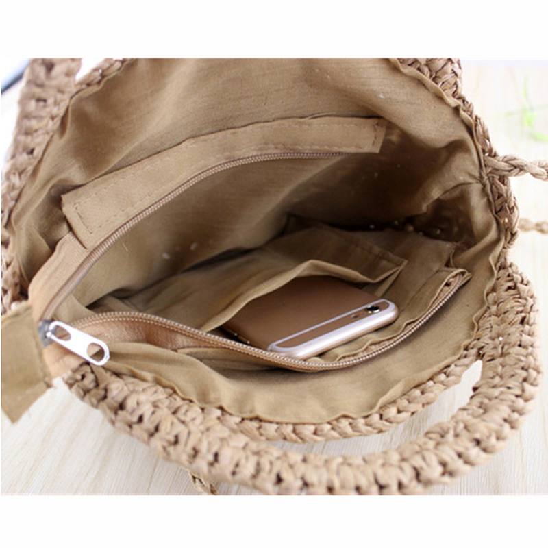 Naisten Straw Canteen Light Crossbody Bag Puhelinlaukku Rantalaukut