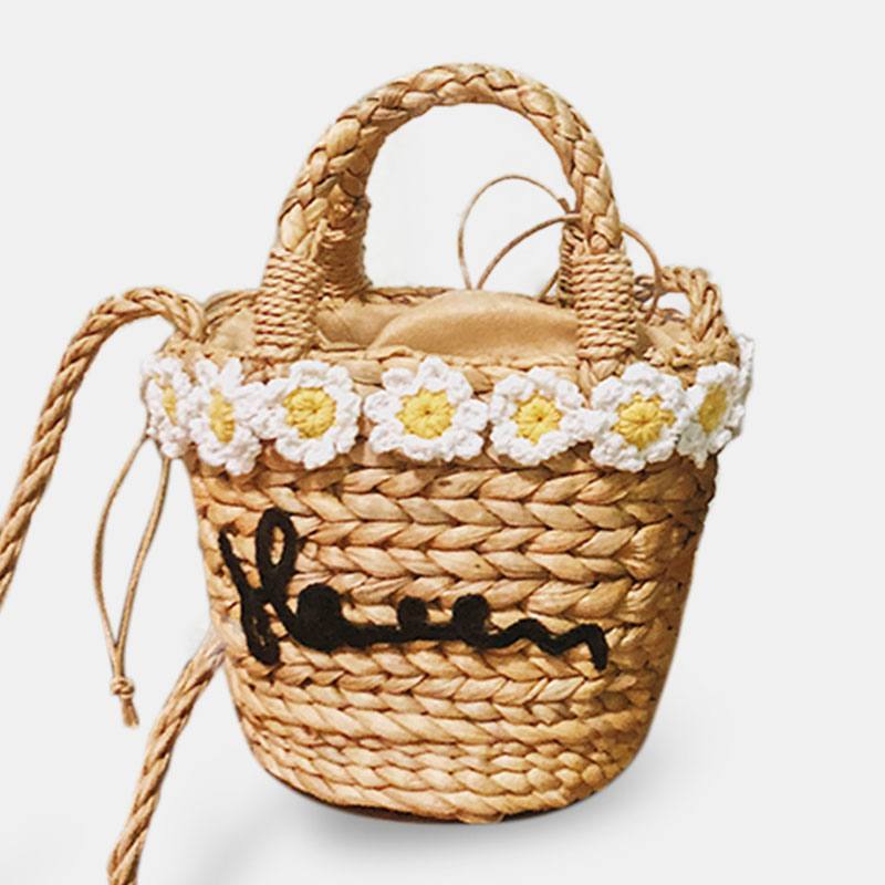 Naisten Travel Beach Weave Straw Crossbody Bag Bucket Bag