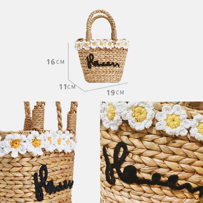 Naisten Travel Beach Weave Straw Crossbody Bag Bucket Bag