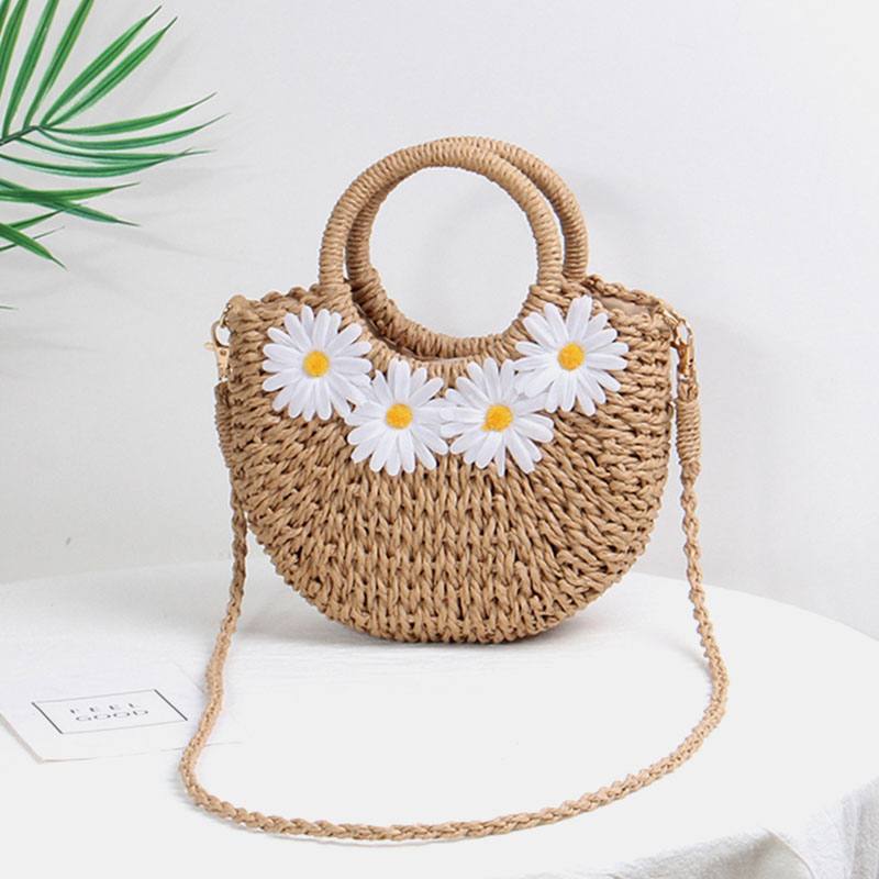 Naisten Travel Summer Beach Straw Käsilaukku Crossbody Bag Olkalaukku