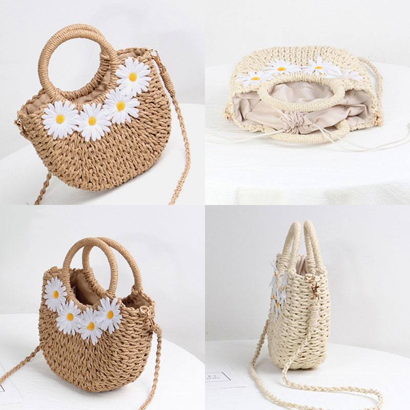 Naisten Travel Summer Beach Straw Käsilaukku Crossbody Bag Olkalaukku