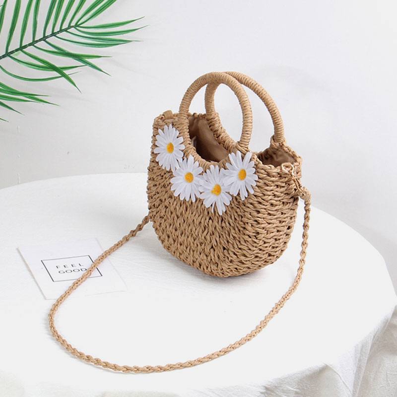 Naisten Travel Summer Beach Straw Käsilaukku Crossbody Bag Olkalaukku