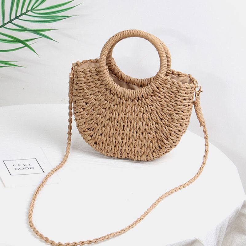 Naisten Travel Summer Beach Straw Käsilaukku Crossbody Bag Olkalaukku