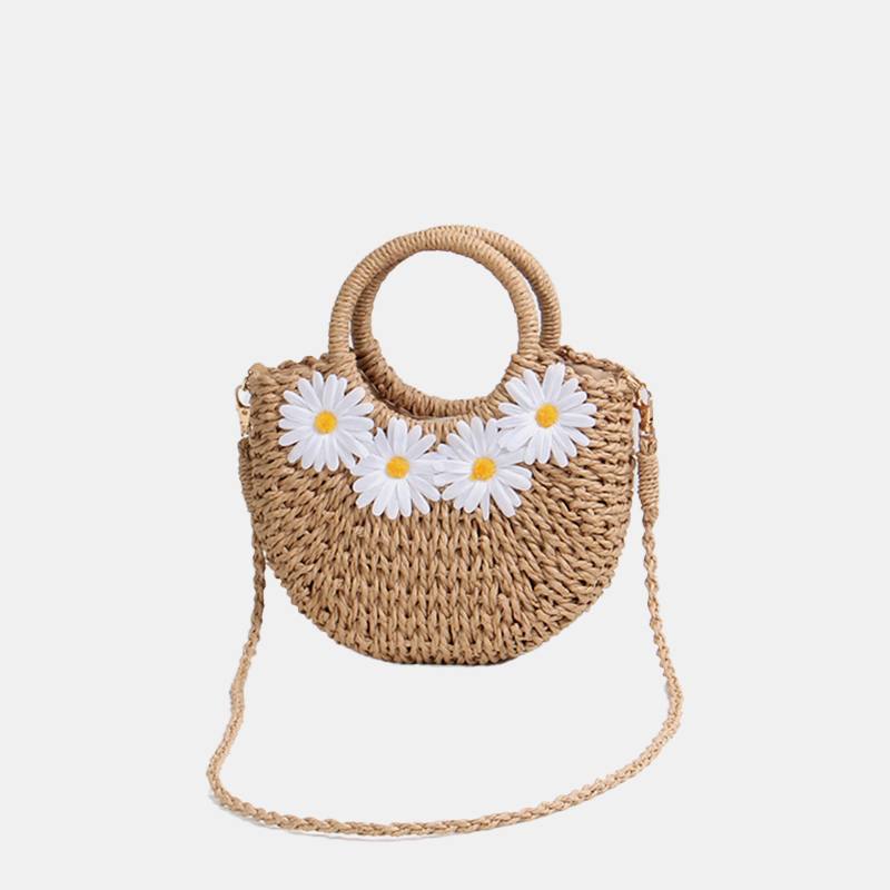 Naisten Travel Summer Beach Straw Käsilaukku Crossbody Bag Olkalaukku