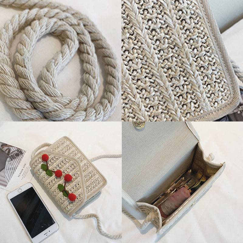 Naisten Travel Summer Beach Weave Straw Crossbody Laukku