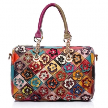 Naisten Tyylikäs Flower Patchwork Crossbody Bag -käsilaukku