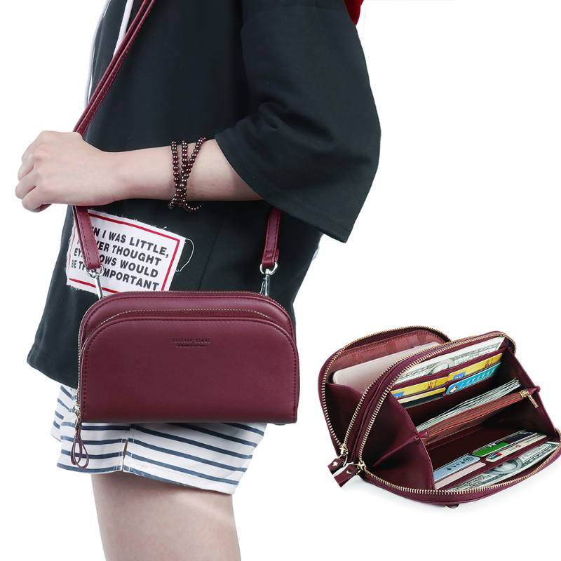 Pierre Loues Naisten Solid 8 Card Slot Card Bag Multi-slot Puhelinlaukku Vapaa-ajan Crossbody Laukku