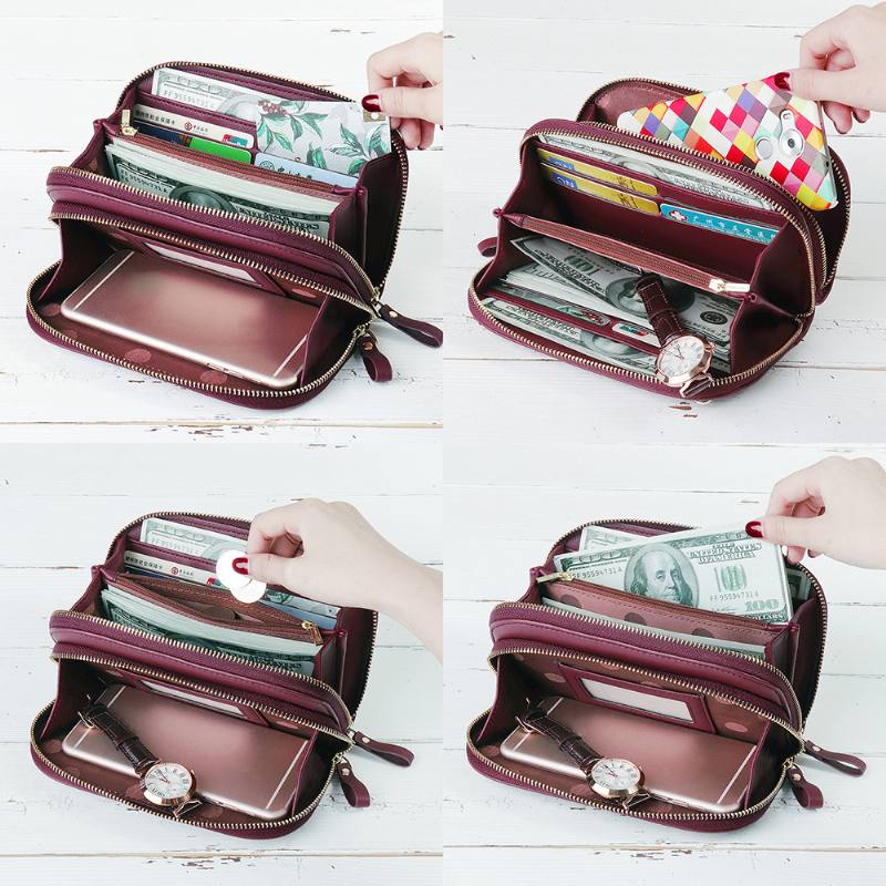 Pierre Loues Naisten Solid 8 Card Slot Card Bag Multi-slot Puhelinlaukku Vapaa-ajan Crossbody Laukku