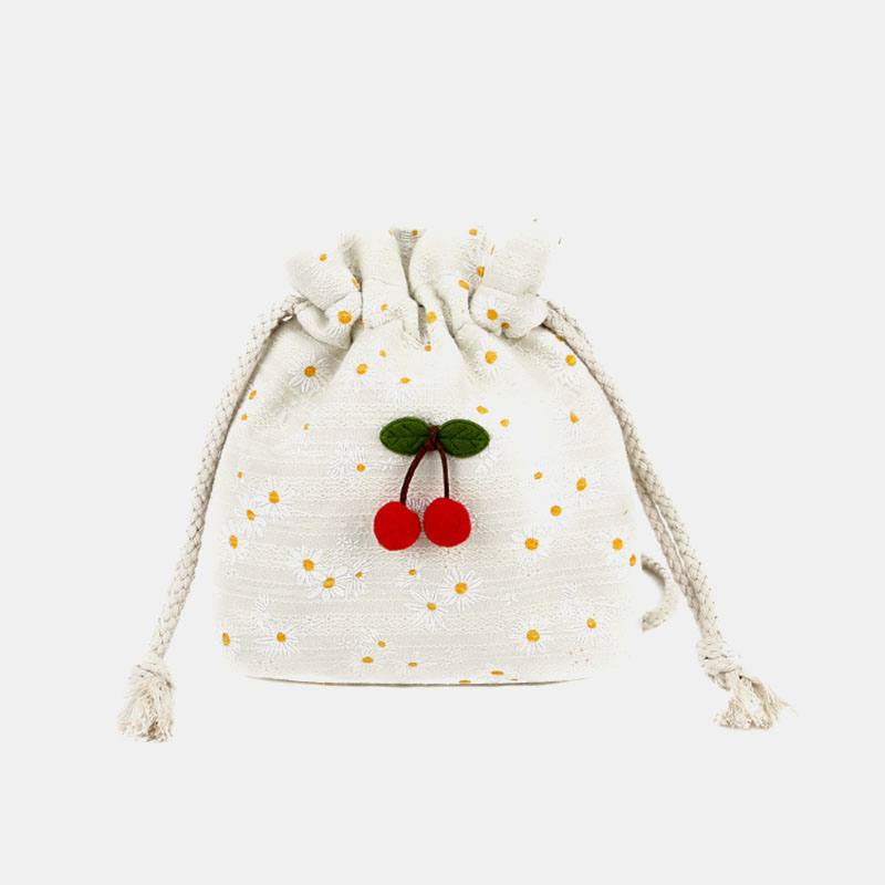 Summer Cherry Dotted Pyöreä Straw Crossbody Bag Olkalaukku