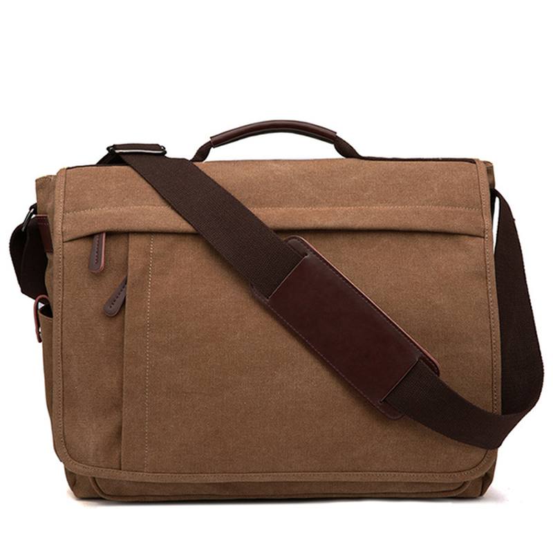 Suuri Kapasiteetti Canvas Business Laptop Laukku Olkalaukku Crossbody Laukku Miehille