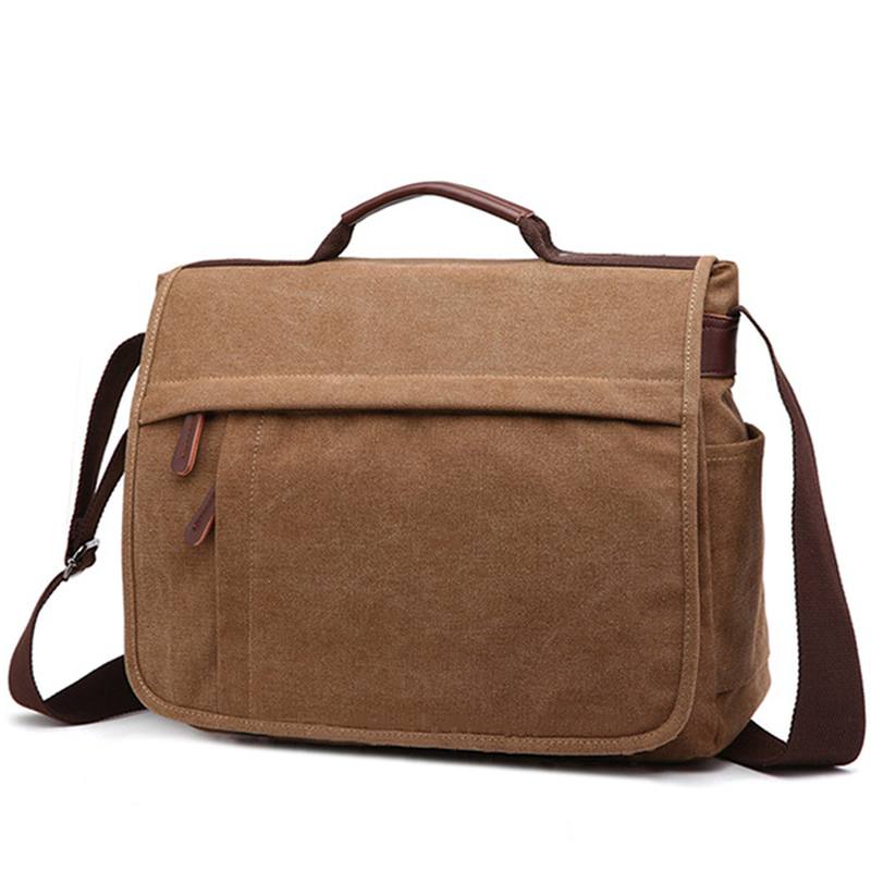 Suuri Kapasiteetti Canvas Business Laptop Laukku Olkalaukku Crossbody Laukku Miehille